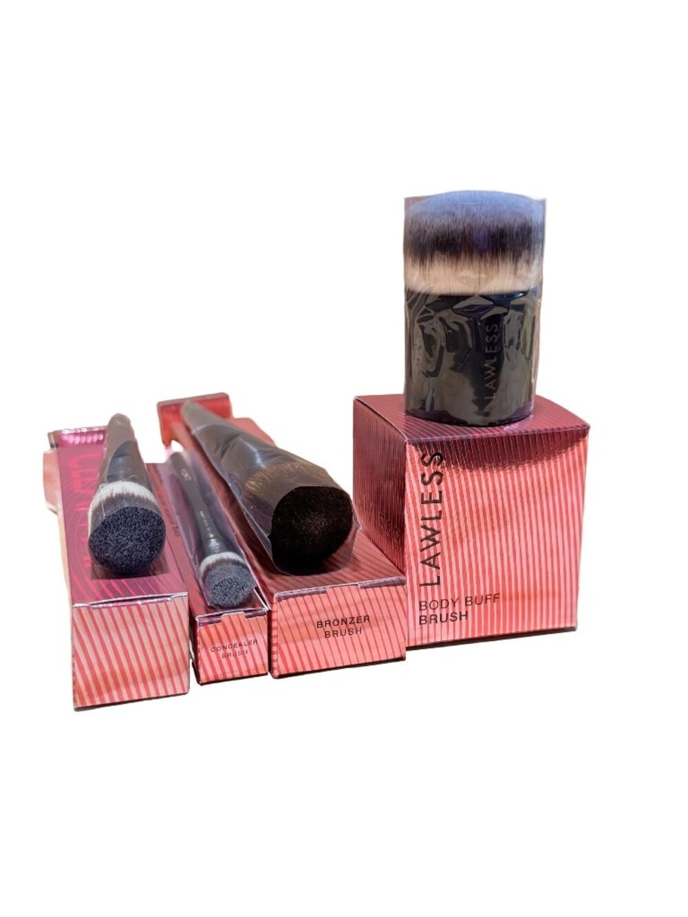 Lawless Beauty 4 piece Makeup Brush Set - Foundation, Bronzer, Buff, Concealer